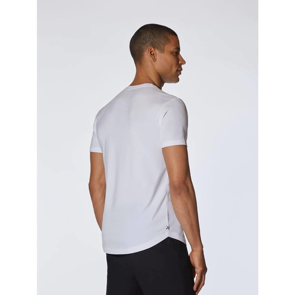 Cuts Clothing Men's Curve Hem V-Neck 4 Way Stretch Tee T-Shirt - White - Picture 3 of 8